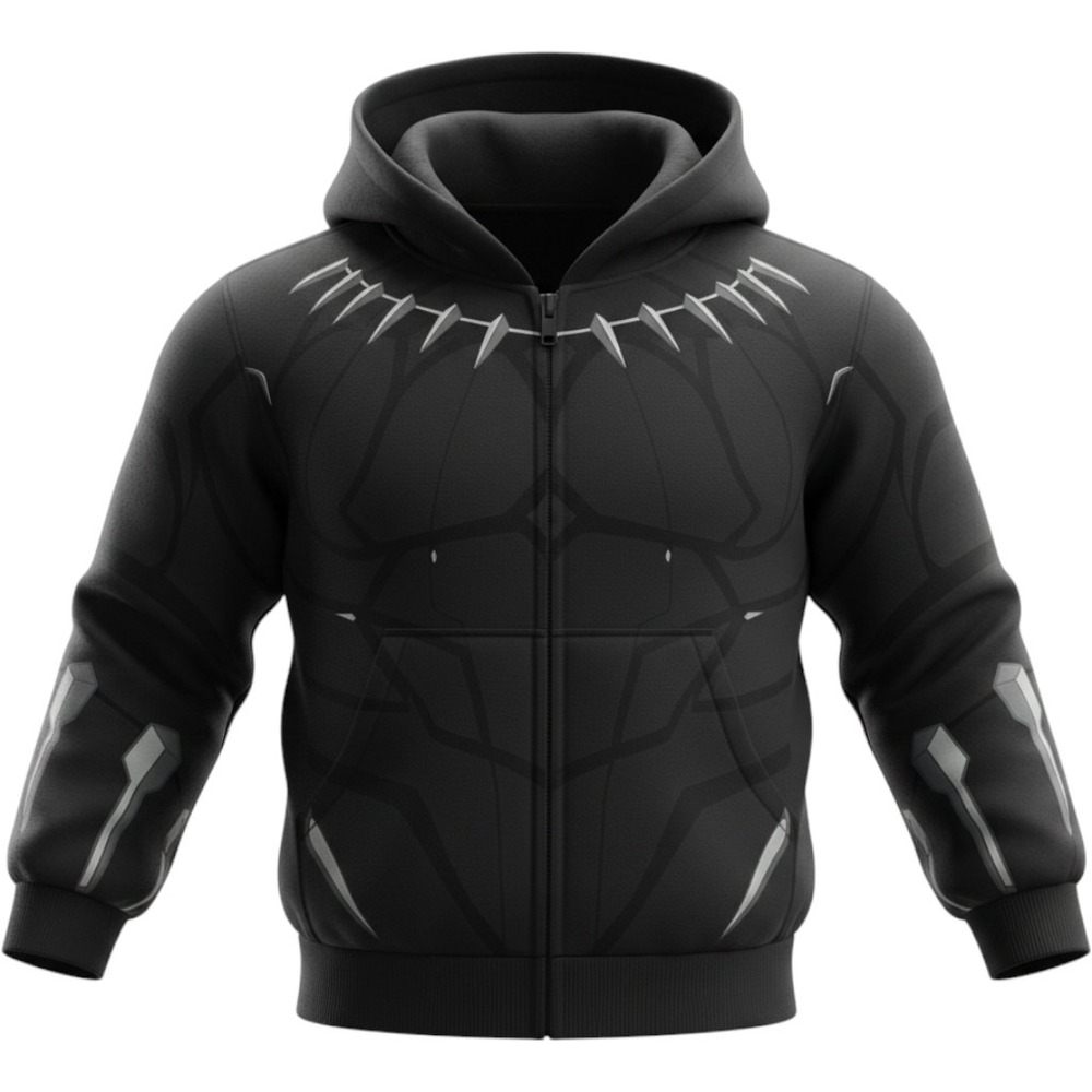 Marvel Hoodie Kids 4T Black Panther Zip Up Sherpa Lined 3D Ears Superhero Jacket